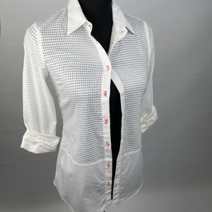 Bailey 44 - White 3/4 Sleeve, Waffle Style Button-Up Dress Shirt